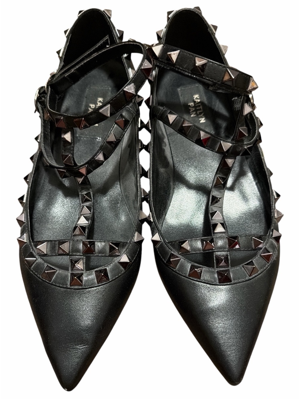 Kaitlyn Pan Pointed Toe RockStud Flats w/T-Strap
